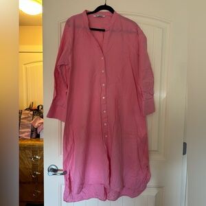 Zara Pink Button-Front Shirt Dress